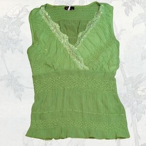 Agenda Light Green Embellished Blouse